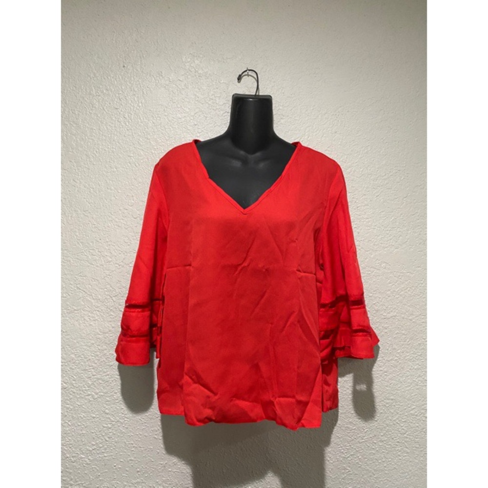 Red Sheer Cuff Blouse M